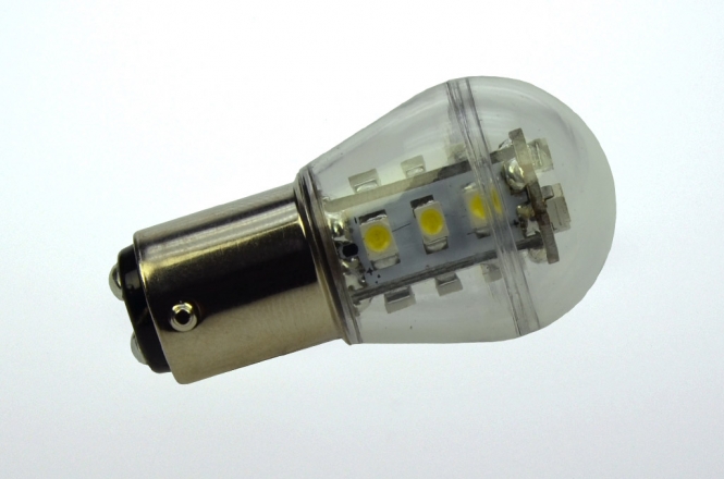 BA15D LED-Miniglobe 150 Lumen Gleichstrom 10-30V DC kaltweiss 1,6W 