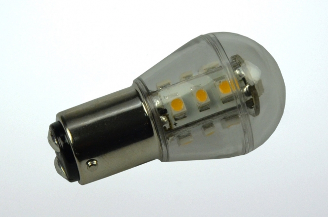 BA15D LED-Miniglobe 140 Lumen Gleichstrom 10-30V DC warmweiss 1,6W 
