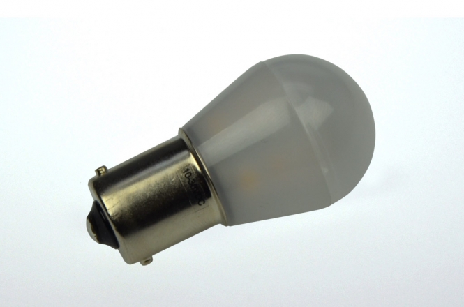 BA15S LED-Miniglobe 110 Lumen Gleichstrom 10-30V DC warmweiss 1,6W 