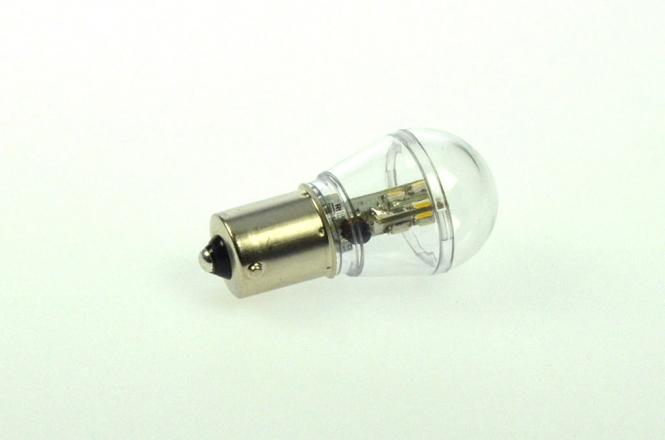 BA15S LED-Miniglobe 60 Lumen Gleichstrom 10-30V DC warmweiss 0,7W 