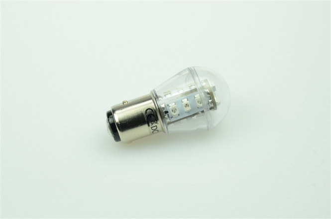 BAY15D LED-Miniglobe 27 Lumen Gleichstrom 10-30V DC Rot 0,7W 
